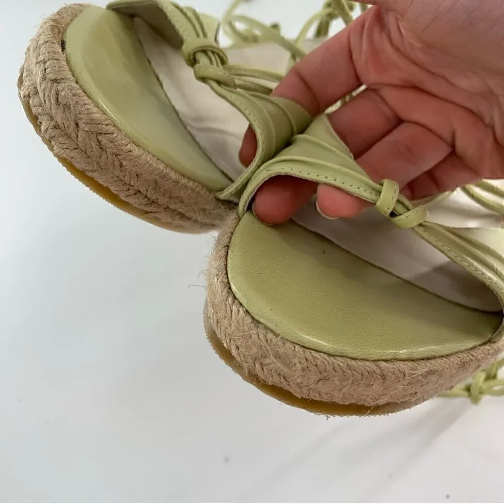 Funky Chunk sandals size 10 green chunky platform Espadrilles vintage 90s y2k